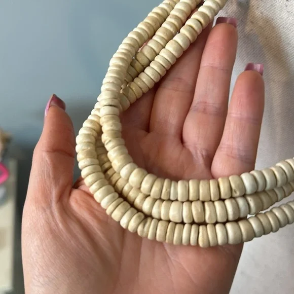 Navajo Shells Buffalo Bone Zebra Safari Natural Beaded Puka Vintage Necklace